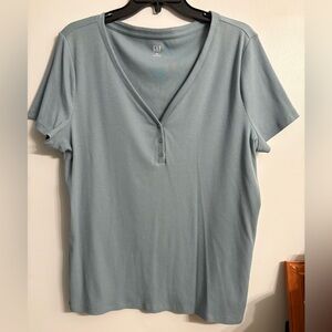 Gap XXL ribbed short sleeve knit shirt, blue